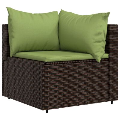 vidaXL 4 Piece Patio Lounge Set with Cushions Brown Poly Rattan