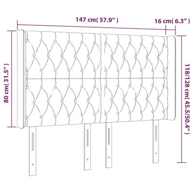 vidaXL LED Headboard Dark Gray 57.9"x6.3"x46.5"/50.4" Fabric