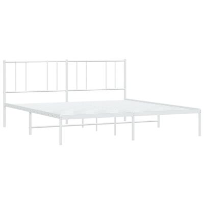 vidaXL Metal Bed Frame without Mattress with Headboard White 72"x83.9"