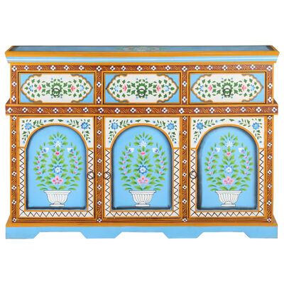 vidaXL Hand-Painted Sideboard Multicolor 43.3"x11.8"x29.9" Solid Mango Wood