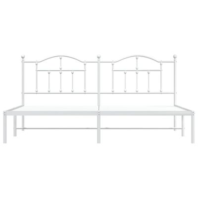 vidaXL Metal Bed Frame without Mattress with Headboard White 76"x79.9"