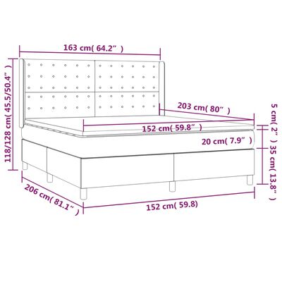 vidaXL Box Spring Bed with Mattress Light Gray Queen Fabric