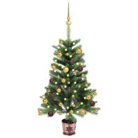 vidaXL Artificial Pre-lit Christmas Tree with Ball Set 25.6" Green