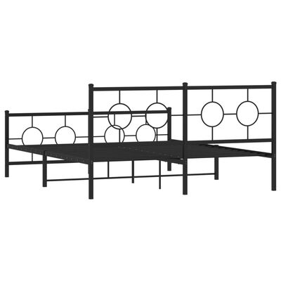 vidaXL Metal Bed Frame without Mattress with Footboard Black 59.1"x78.7"