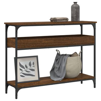 vidaXL Console Table with Shelf Brown Oak 39.4"x11.4"x29.5" Engineered Wood