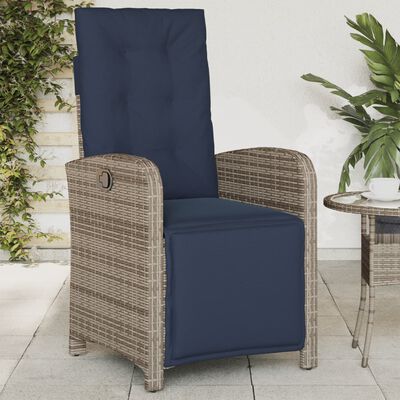 vidaXL Reclining Patio Chairs 2 pcs with Footrest Gray Poly Rattan