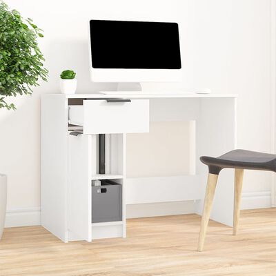 vidaXL Desk White 39.4"x19.7"x29.5" Engineered Wood