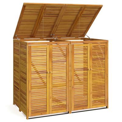 vidaXL Double Garbage Bin Shed 55.1"x35"x46.1" Solid Wood Acacia