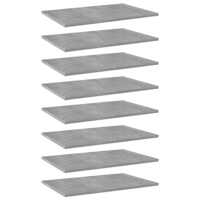 vidaXL Bookshelf Boards 8 pcs Concrete Gray 23.6"x15.7"x0.6" Engineered Wood