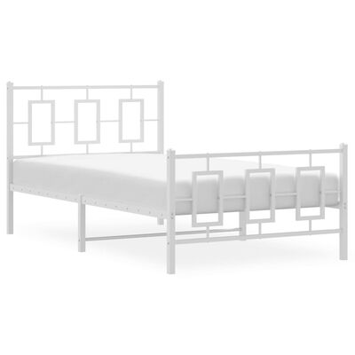 vidaXL Metal Bed Frame without Mattress with Footboard White 39.4"x78.7"