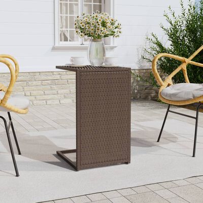 vidaXL C Table Brown 15.7"x13.8"x23.6" Poly Rattan