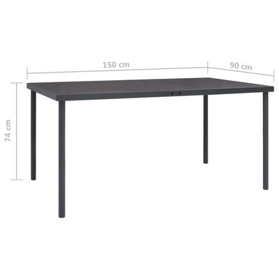 vidaXL Patio Dining Table Anthracite 59.1"x35.4"x29.1" Steel