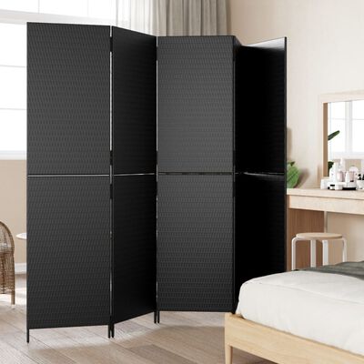 vidaXL Room Divider 5 Panels Black Poly Rattan