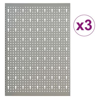 vidaXL Wall-mounted Peg Boards 3 pcs 15.7"x22.8" Steel