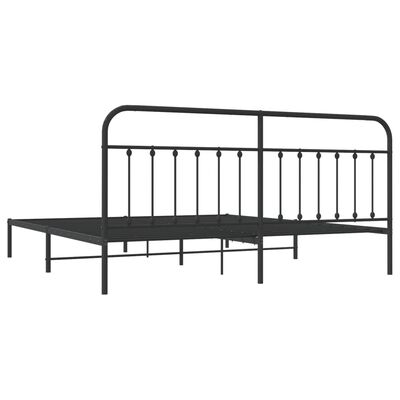 vidaXL Metal Bed Frame without Mattress with Headboard Black 76"x79.9"