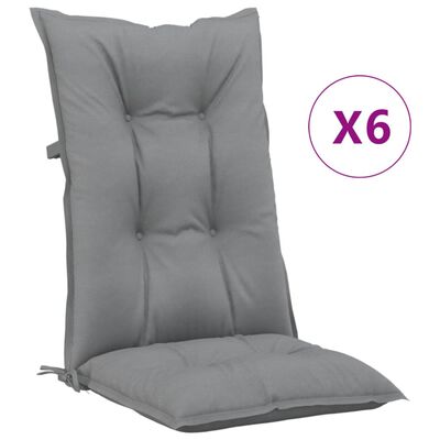 vidaXL Garden Highback Chair Cushions 6 pcs Gray 47.2"x19.7"x2.8" Fabric