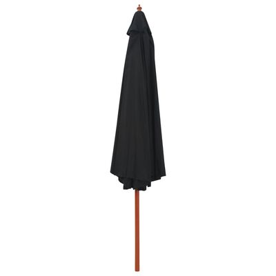 vidaXL Garden Parasol with Wooden Pole 137.8" Black