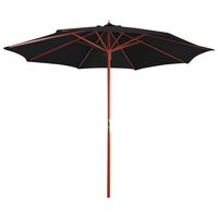 vidaXL Parasol with Wooden Pole 118.1"x101.6" Black