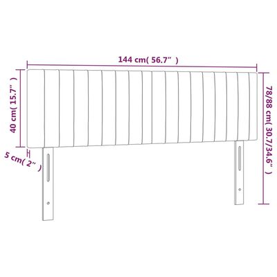 vidaXL LED Headboard Dark Gray 56.7"x2"x30.7"/34.6" Velvet