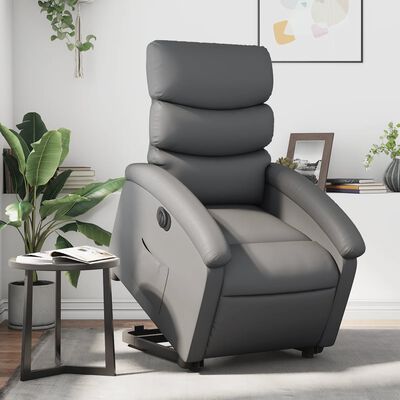 vidaXL Electric Stand up Recliner Chair Gray Faux Leather