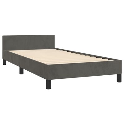 vidaXL Bed Frame with Headboard Dark Gray 39.4"x79.9" Twin XL Velvet