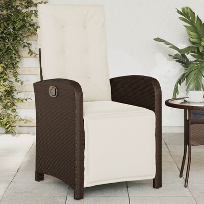 vidaXL Reclining Patio Chair with Footrest Brown Poly Rattan