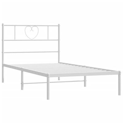 vidaXL Metal Bed Frame without Mattress with Headboard White 39.4"x74.8"