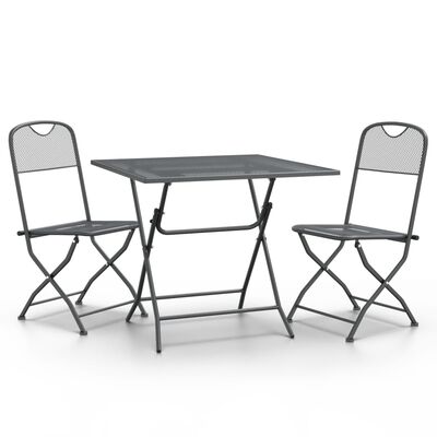 vidaXL 3 Piece Patio Dining Set Expanded Metal Mesh Anthracite