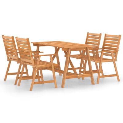 vidaXL 5 Piece Patio Dining Set Solid Acacia Wood