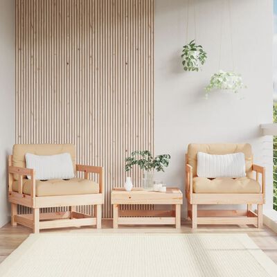 vidaXL Patio Chairs with Cushions 2 pcs Solid Wood Pine