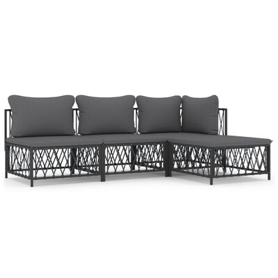 vidaXL 4 Piece Patio Lounge Set with Cushions Anthracite Steel