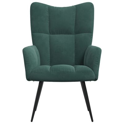 vidaXL Relaxing Chair Dark Green Velvet