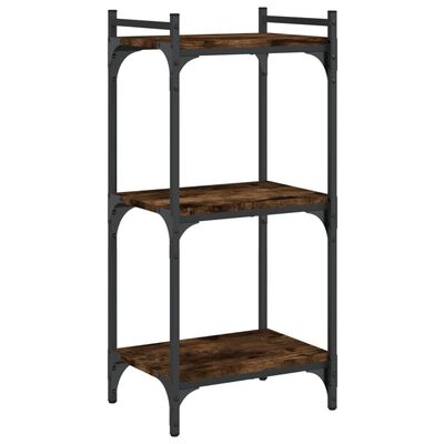 vidaXL Bookcase 3-Tier Smoked Oak 15.7"x11.8"x33.9" Engineered Wood