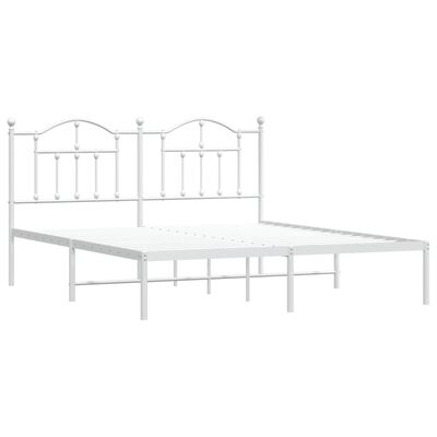 vidaXL Metal Bed Frame with Headboard White 72"x83.9" California King