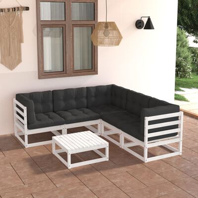 vidaXL 6 Piece Patio Lounge Set with Cushions Solid Wood Pine