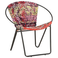 vidaXL Circle Chair Multicolors Chindi Fabric