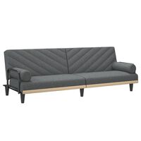 vidaXL Sofa Bed with Armrests Dark Gray Fabric