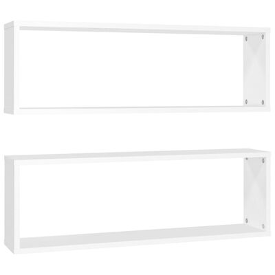 vidaXL Wall Cube Shelves 2 pcs White 31.5"x5.9"x10.4" Engineered Wood