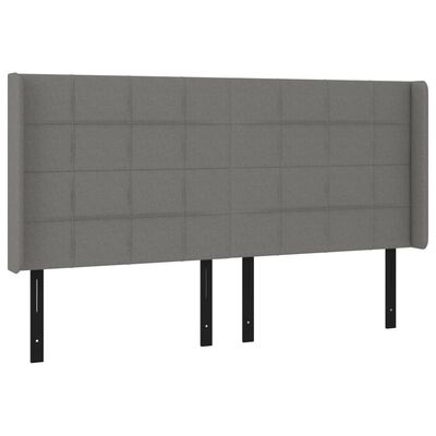 vidaXL LED Headboard Dark Gray 79.9"x6.3"x46.5"/50.4" Fabric