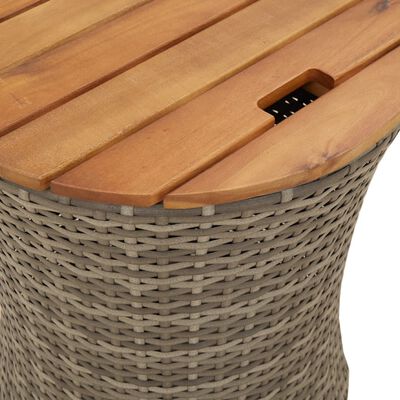 vidaXL Patio Side Tables 2 pcs with Wooden Top Gray Poly Rattan