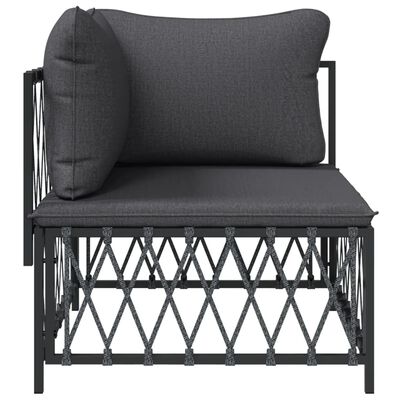 vidaXL Patio Corner Sofa with Cushions Anthracite Woven Fabric