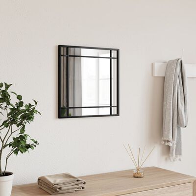 vidaXL Wall Mirror Black 15.7"x15.7" Square Iron