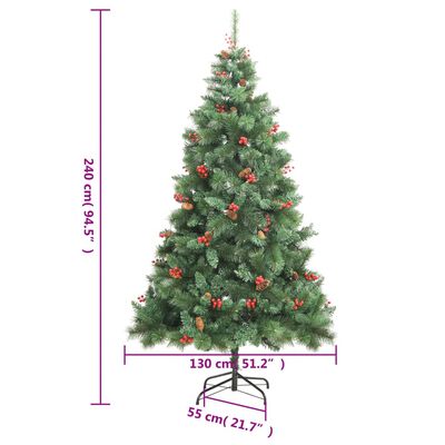 vidaXL Artificial Hinged Christmas Tree 300 LEDs & Ball Set 94.5"