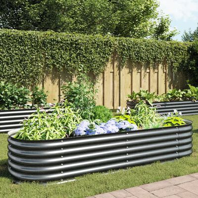 vidaXL Garden Raised Bed 94.5"x31.5"x17.3" Galvanized Steel Gray