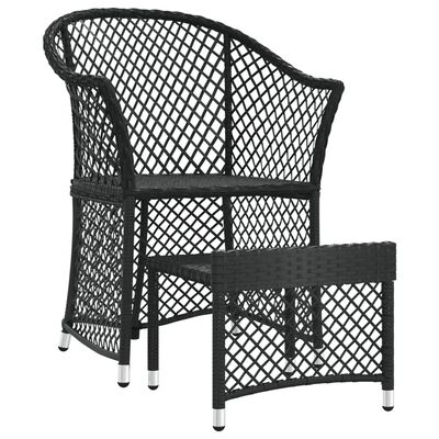 vidaXL 2 Piece Patio Lounge Set with Cushions Black Poly Rattan