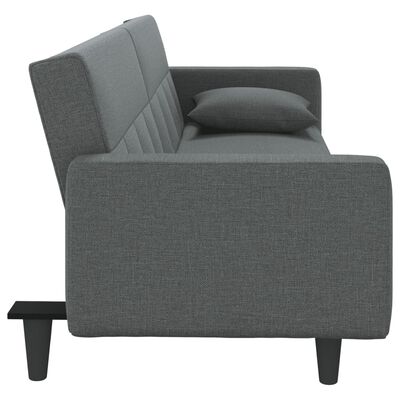 vidaXL Sofa Bed with Cushions Dark Gray Fabric