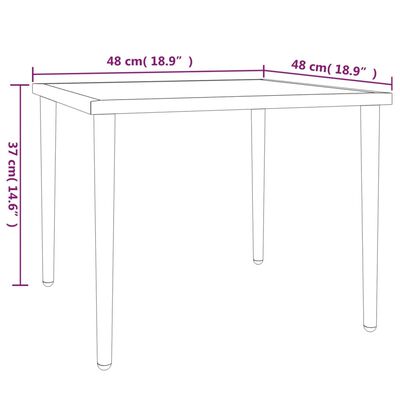 vidaXL Patio Table Gray 18.9"x18.9"x14.6" Steel