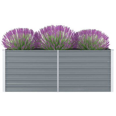 vidaXL Raised Garden Bed 63"x31.5"x17.7" Galvanized Steel Gray