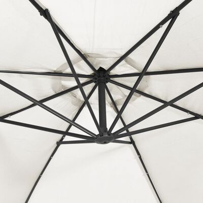 vidaXL Cantilever Umbrella with LED Lights and Metal Pole 137.8" Sand