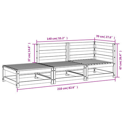 vidaXL Patio Sofa with Footstool 2-Seater Wax Brown Solid Wood Pine